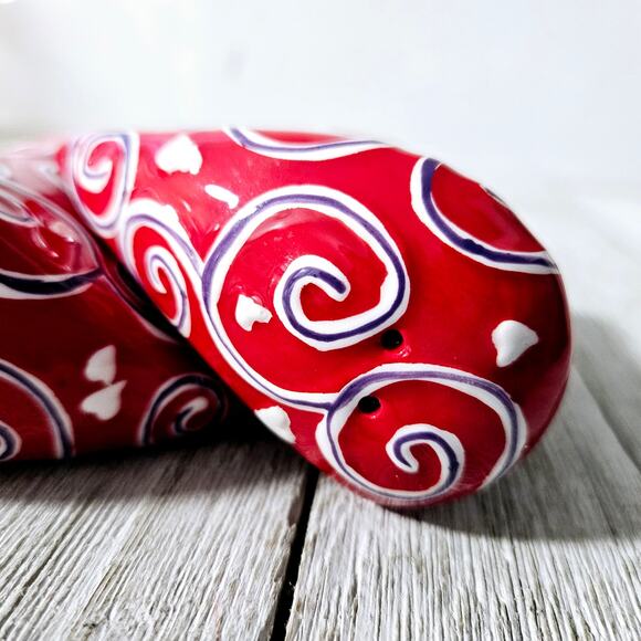 2-Piece Red Heart Shaped Salt and Pepper Shaker Set by Bella Casa by Ganz with - Picture 10 of 16